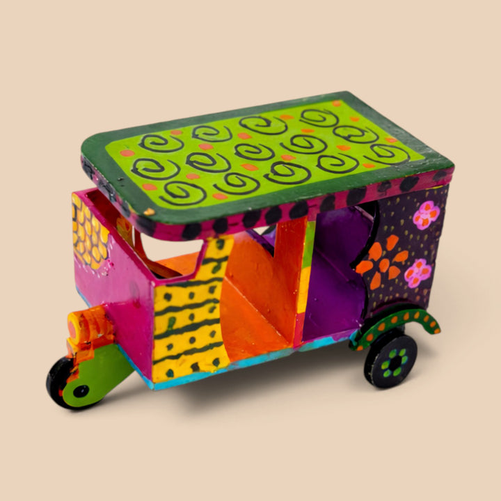 Handcrafted Channapatna Miniature Auto Rickshaw Wooden Golu Toy For Gifting & Decor