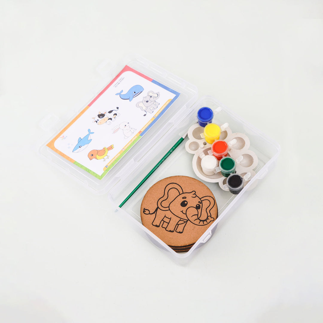 Premarked MDF Coaster DIY Kit for Kids I Animal Theme