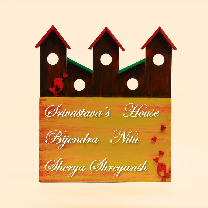 Hand-painted Personalized House Shaped Nameplate - Zwende