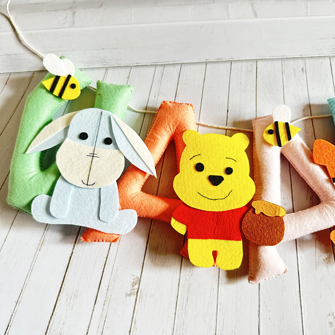 Personalized Felt Kids Winnie the Pooh Themed Bunting
