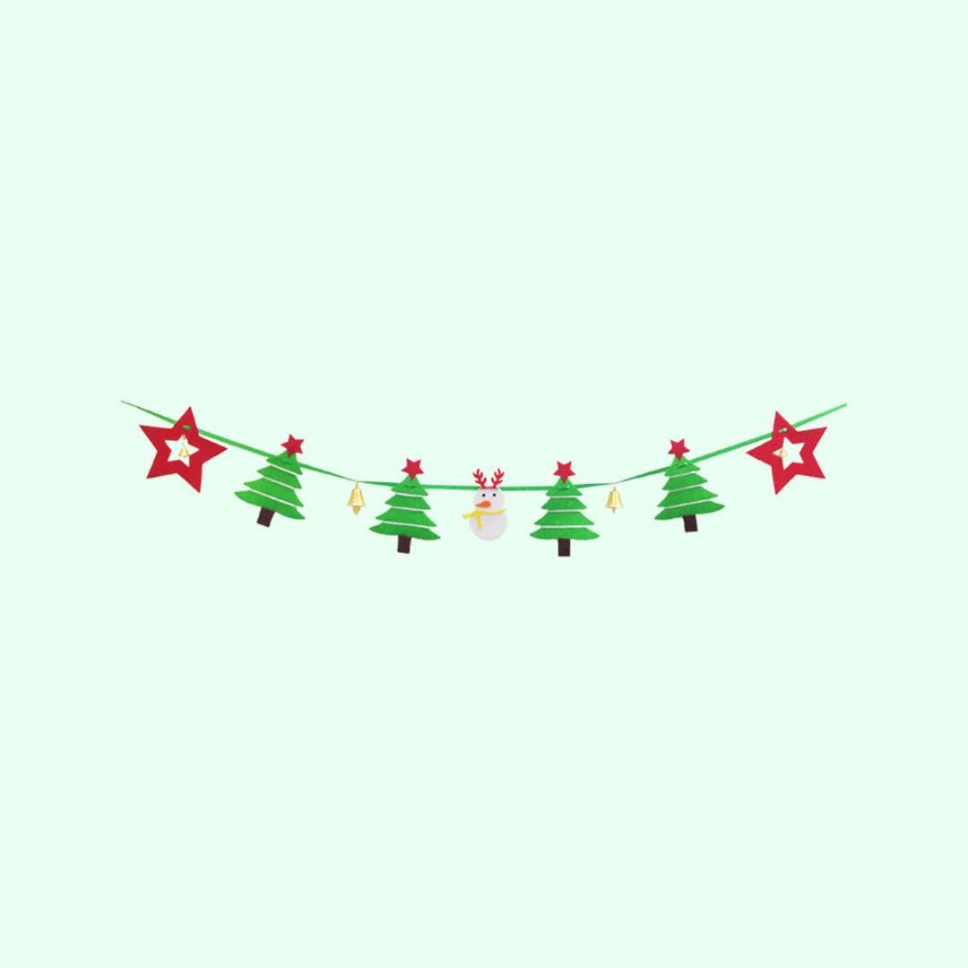 Handmade Snowman & Star Felt Garland/ Bunting For Christmas Door Decoration