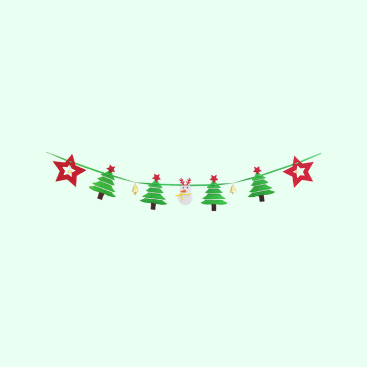 Handmade Snowman & Star Felt Garland/ Bunting For Christmas Door Decoration