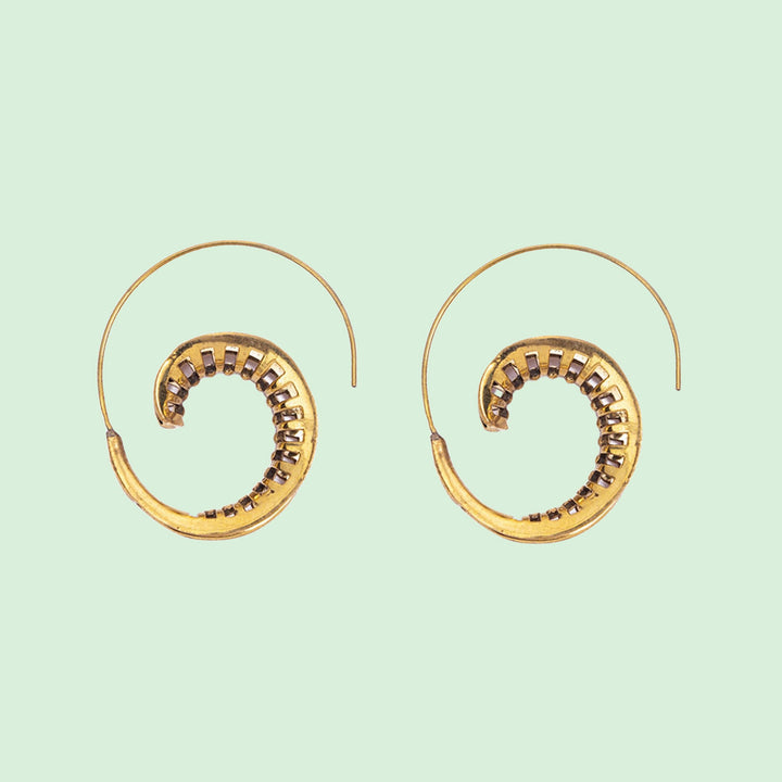 Handmade Brass Modern Hoop Earrings - Tribal Style