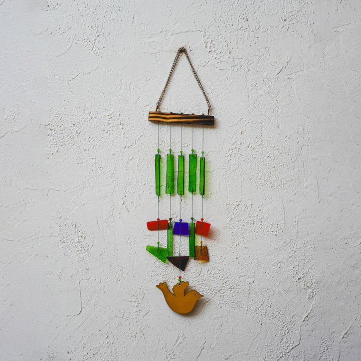 Upcycled Glass Birdie Windchime