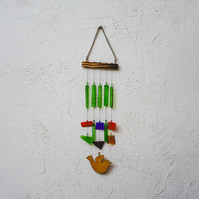 Upcycled Glass Birdie Windchime