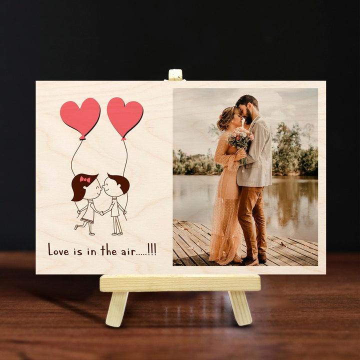 Personalized Wooden Photo Frame for Couples with Easel