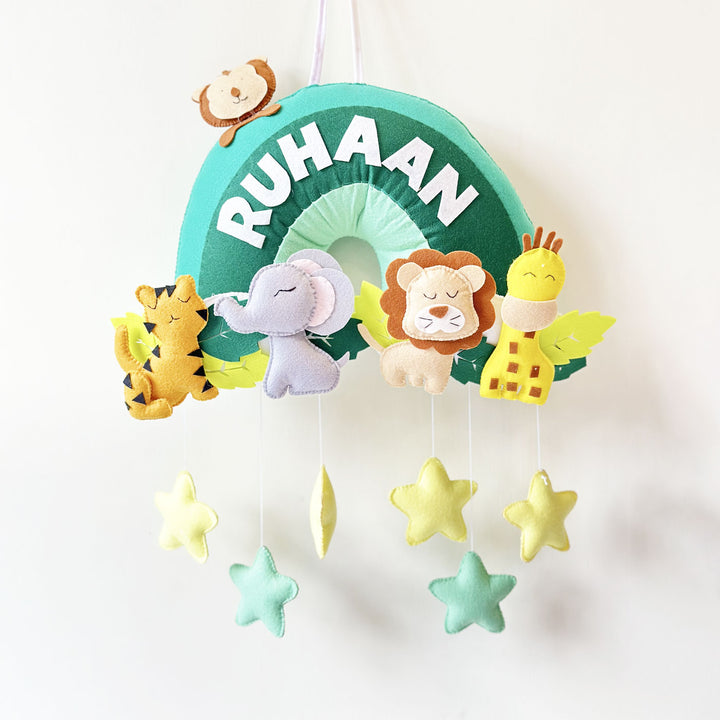 Personalized Felt Animal & Rainbow Theme Kids Nameplate