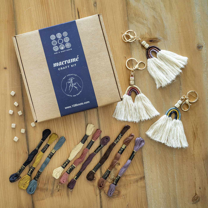 Beginner Rainbow Macrame Keychain DIY Kit