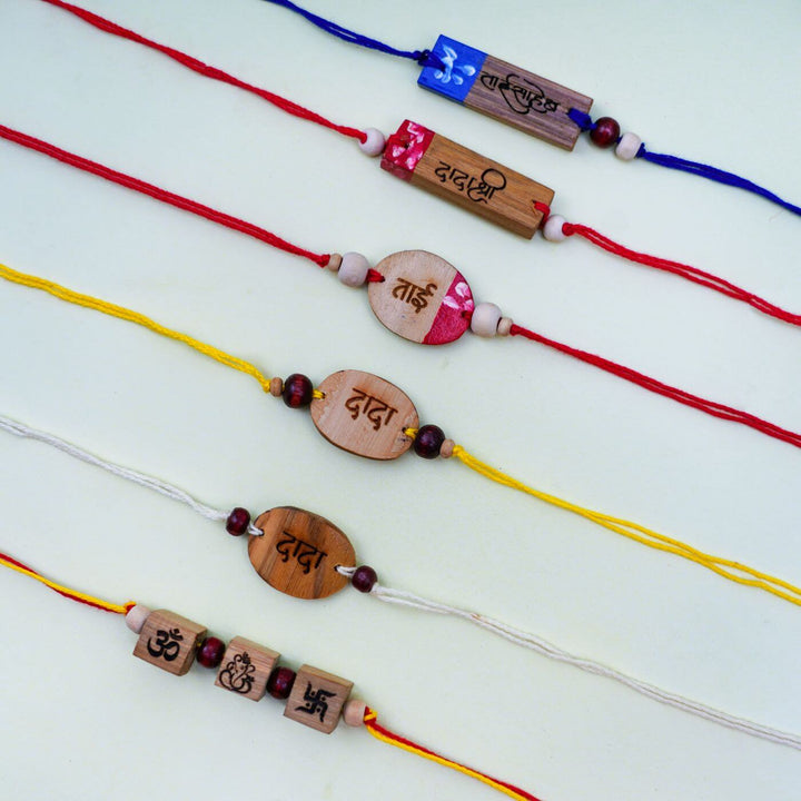 Handcrafted Eco Friendly Bamboo Rakhi | Set of 6