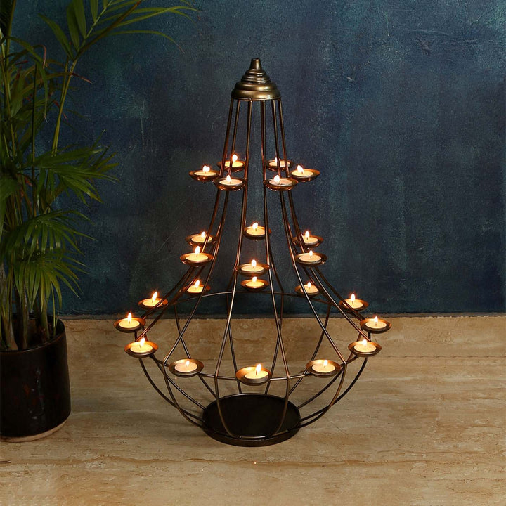 Ektara Gold Finish 24 Tealights Holder Stand