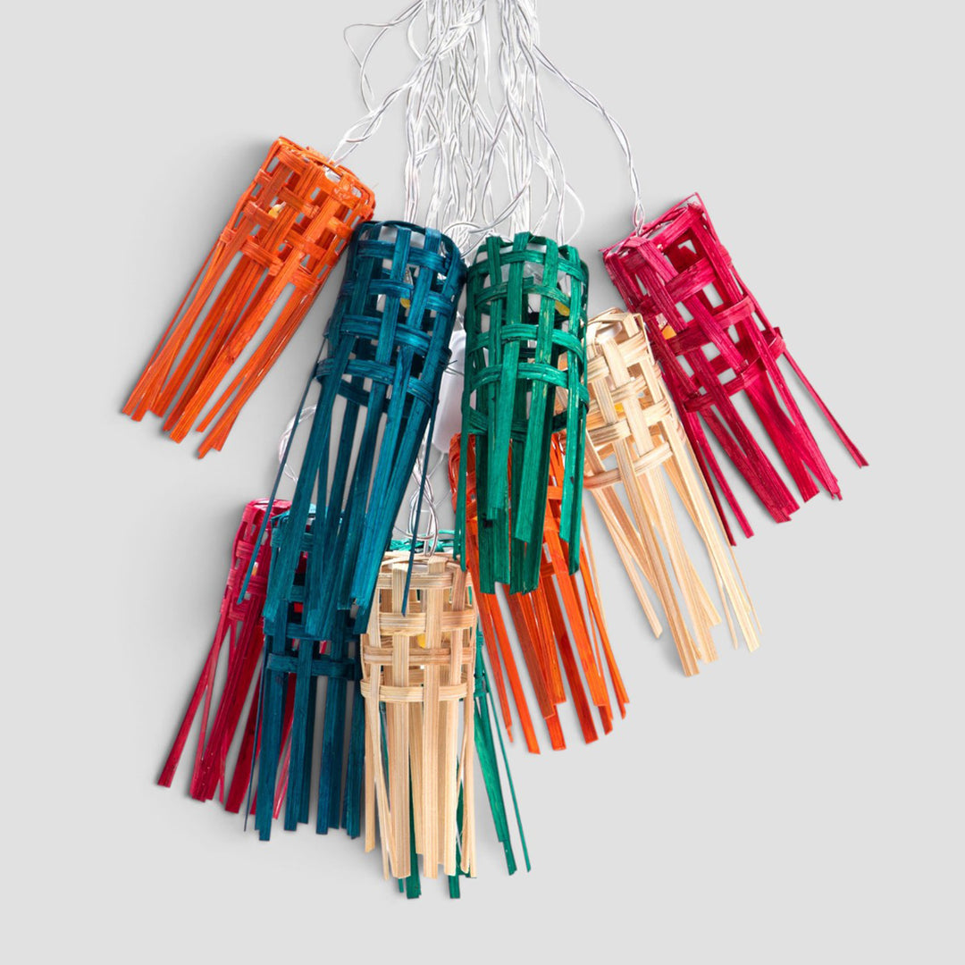 "Frill" Handcrafted Multicoloured Bamboo LED Fairy Light For Festive Decor