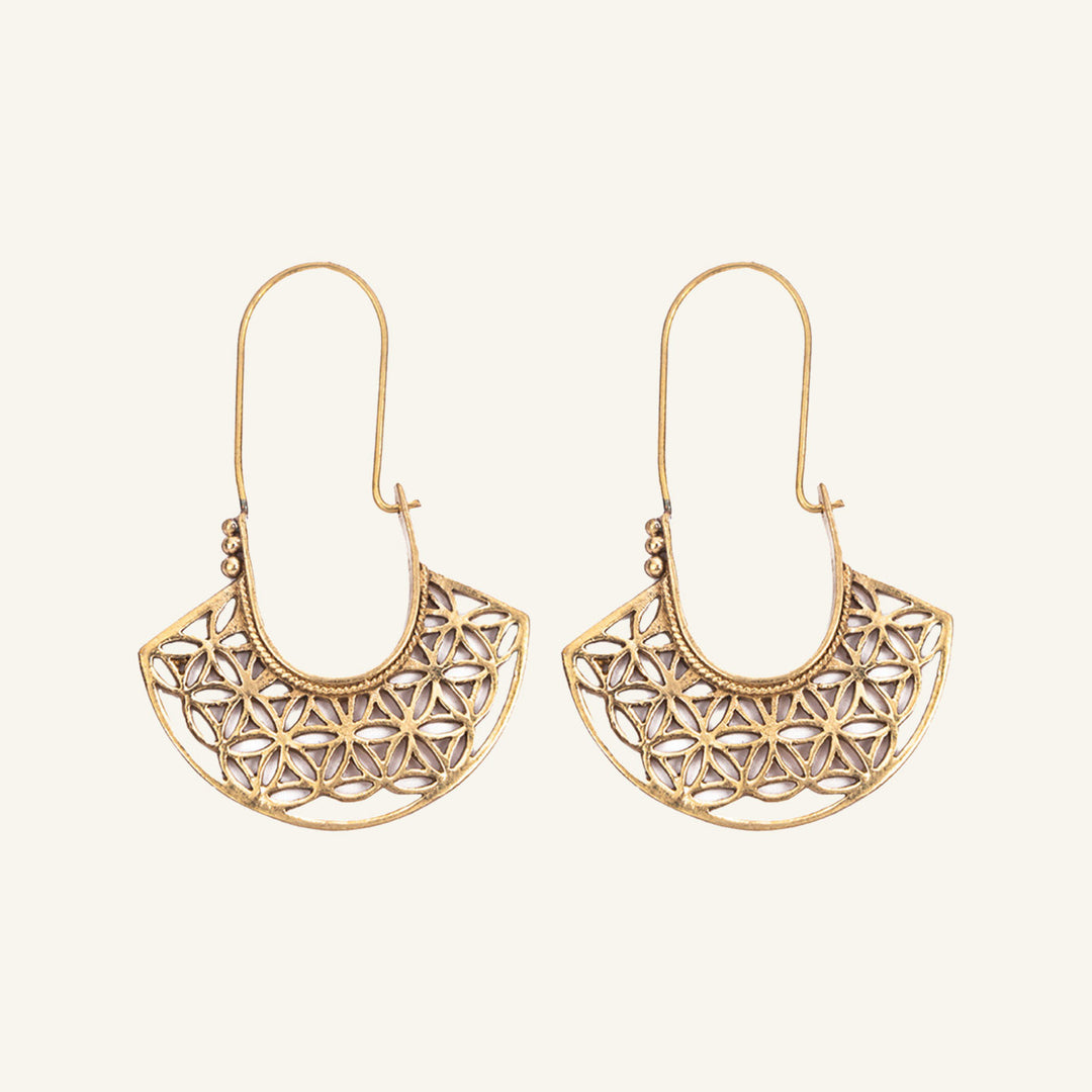 Handmade Brass Modern Hoop Earrings - Bohemian Style