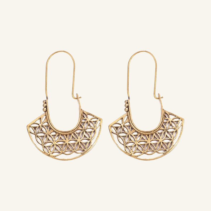 Handmade Brass Modern Hoop Earrings - Bohemian Style