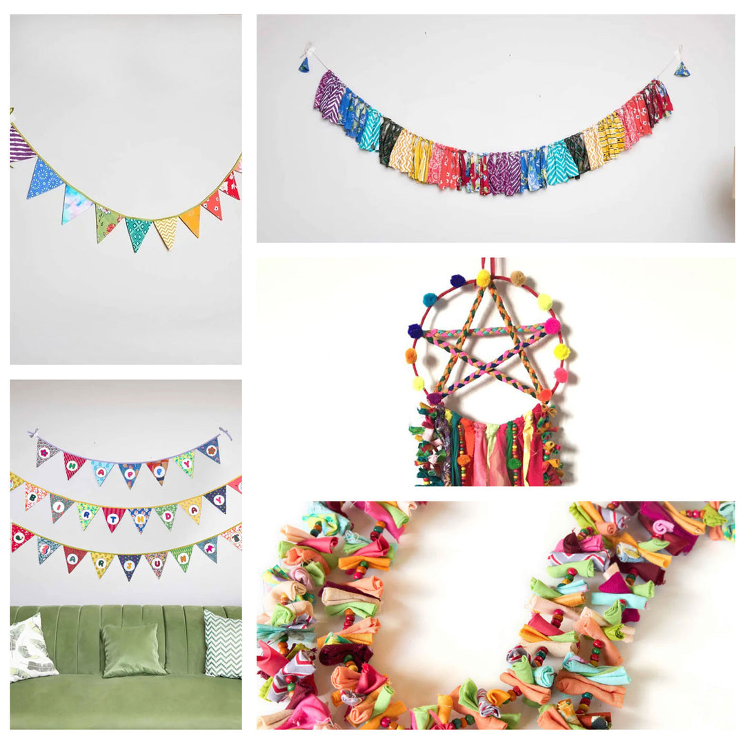 Upcycled Fabric Personalized Party & Festive Decor I Set of 15