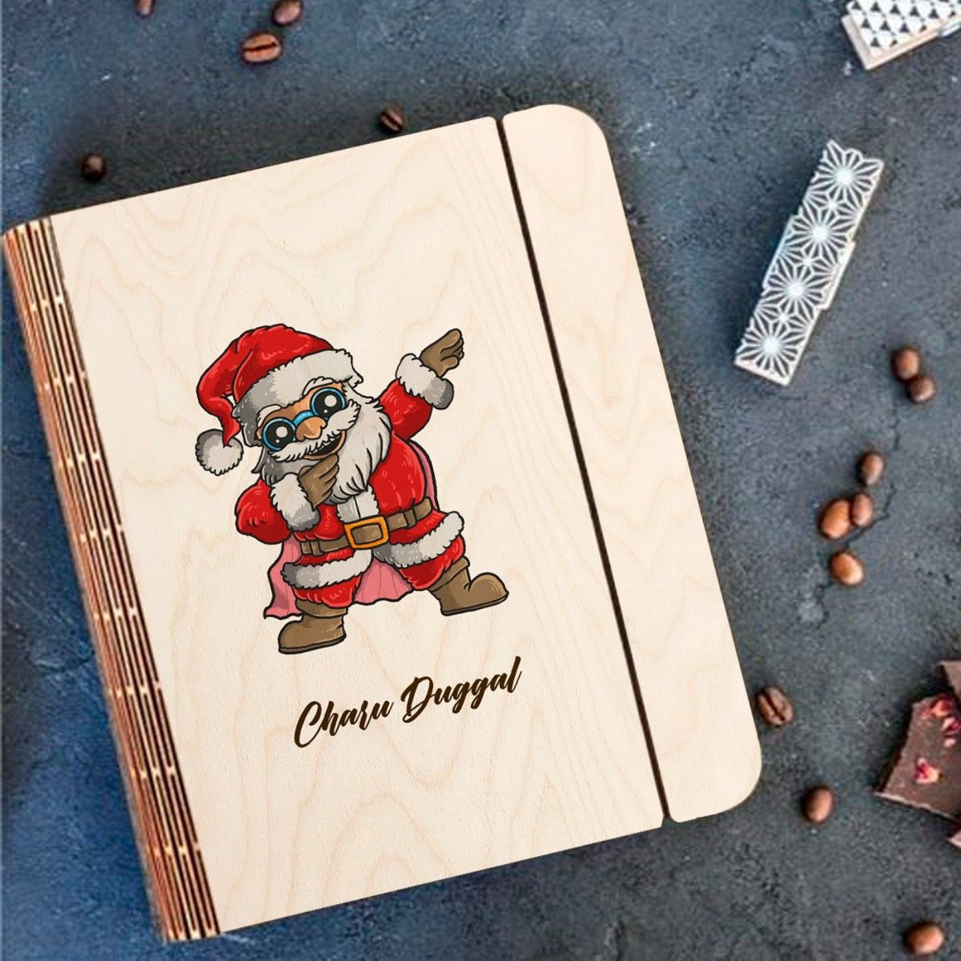 Buy Wooden Personalized Christmas Santa Notebook Binder | A5, 50 Blank ...
