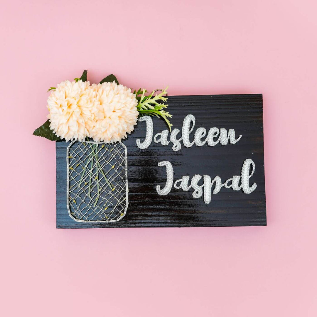 String Art Mason Jar Personalized Nameplate with Lights - Zwende