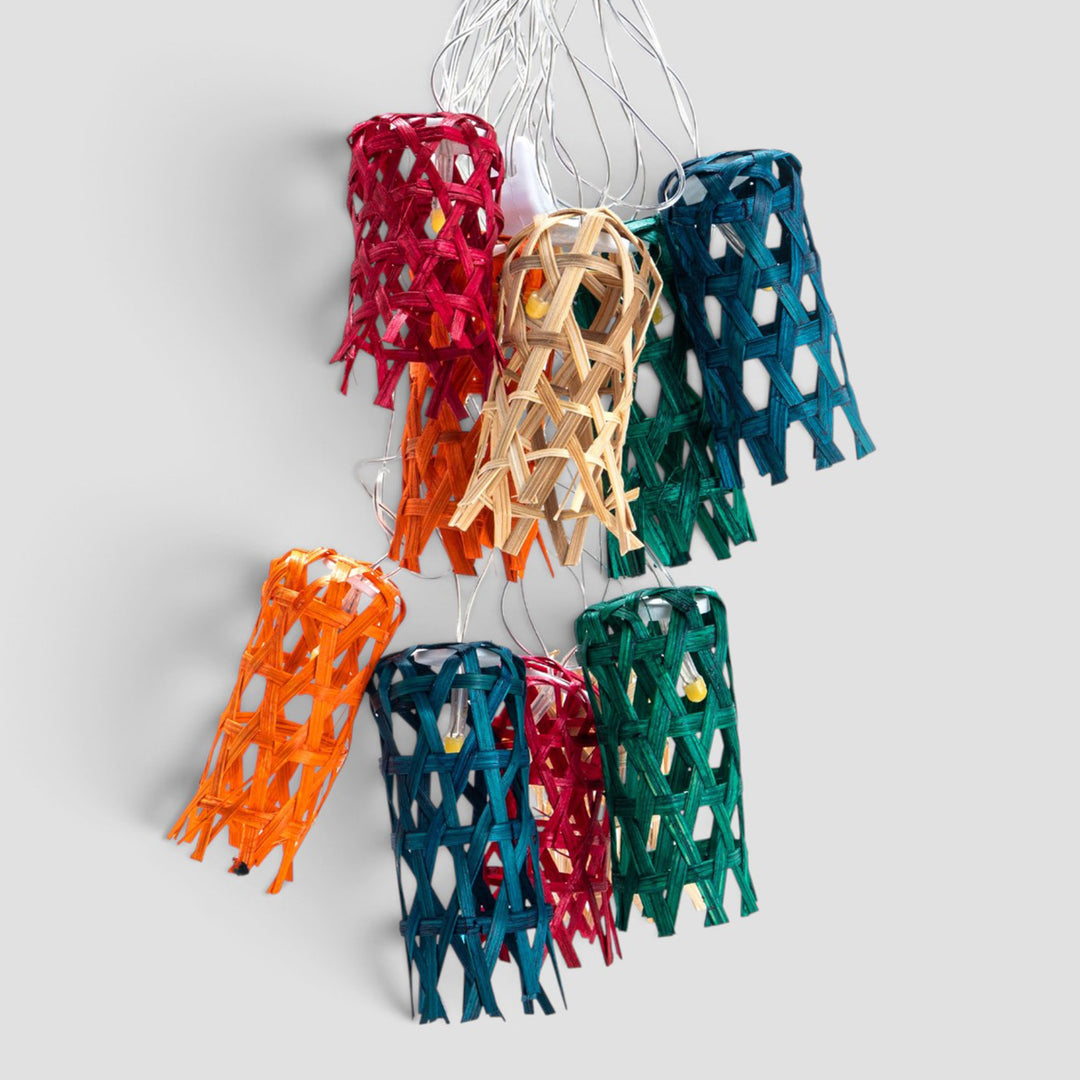 "Bell" Handcrafted Multicoloured Bamboo LED Fairy Light For Festive Decor