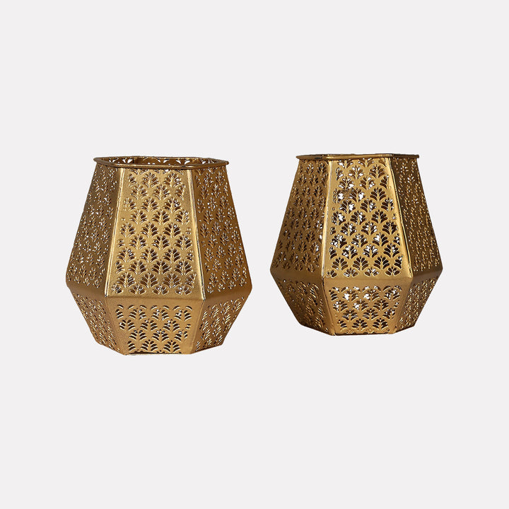 Niharika Gold Finish Votive Tealight Holder - Set of 2