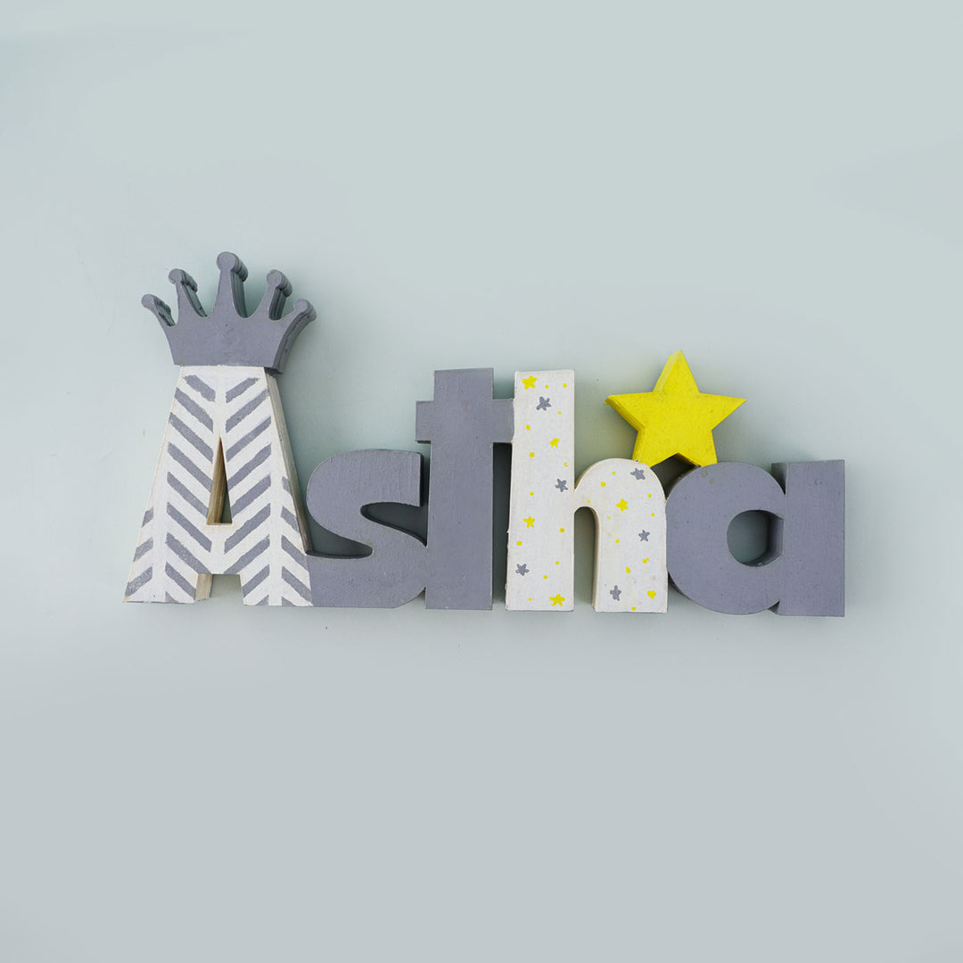 Crown and Star Kids Tabletop Freestanding Name Plate