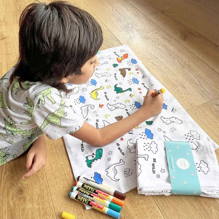 Color Your Own Doodle Art Pillow Case & Fabric Markers For Kids