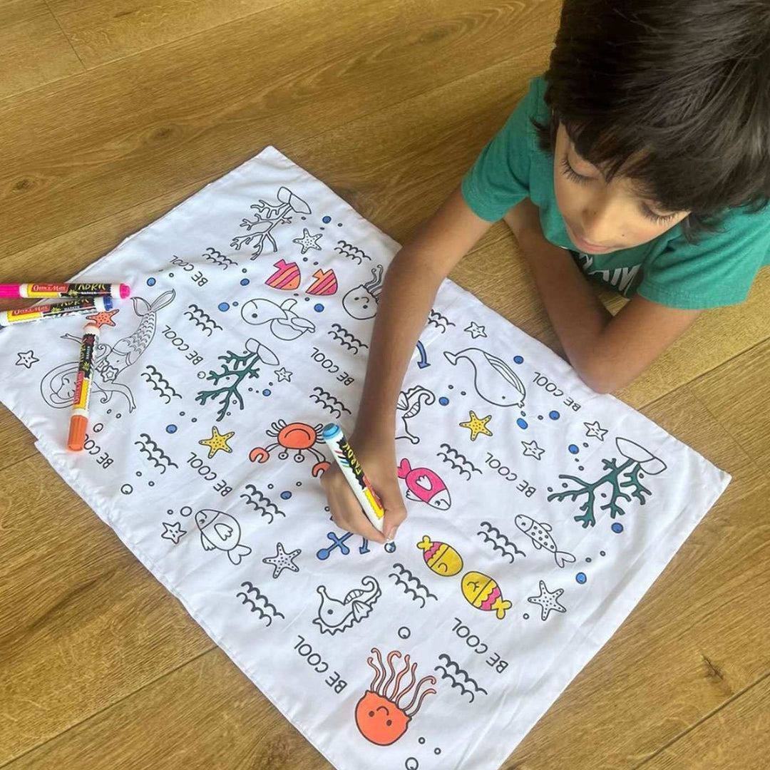 Color Your Own Doodle Art Pillow Case & Fabric Markers For Kids