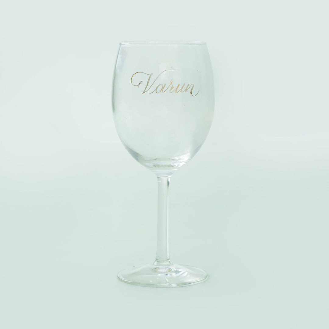 Personalized Wine Glass with Calligraphy Lettering