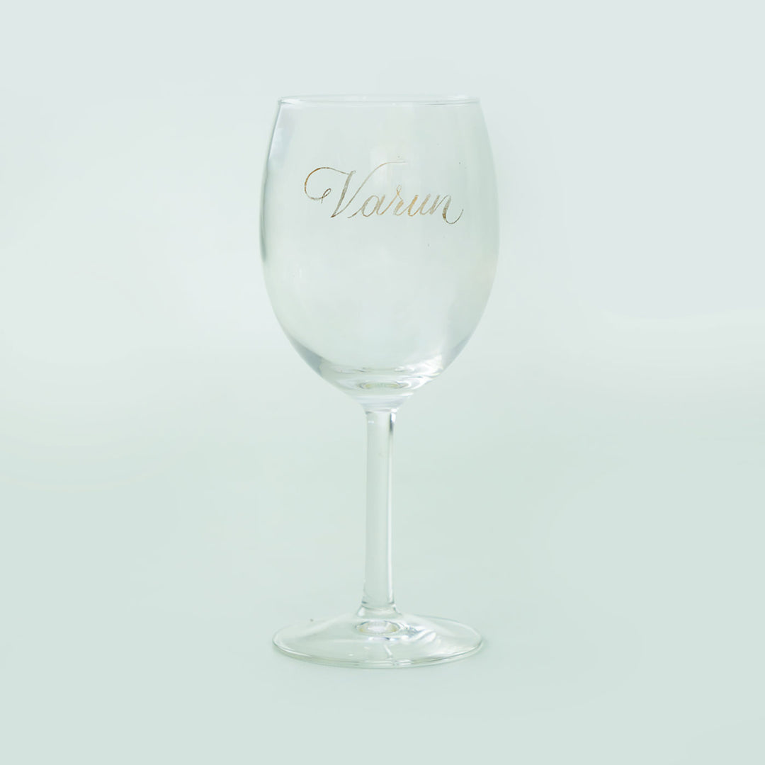 Buy Personalized Wine Glass with Calligraphy Lettering Online On Zwende