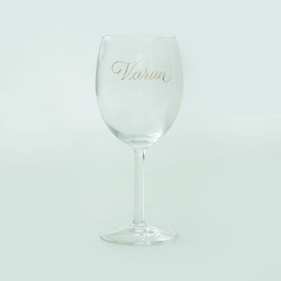 Personalized Wine Glass with Calligraphy Lettering