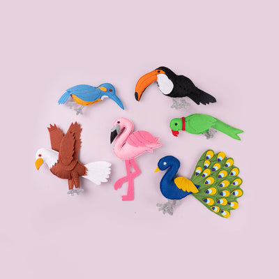 Handcrafted Bird Themed Playset - Set of 6