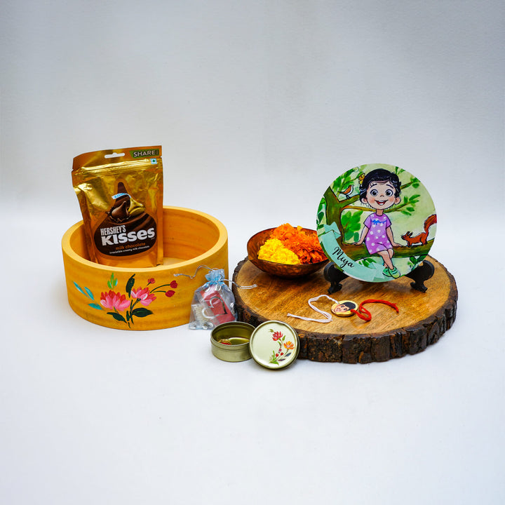 Photo Customized Rakhi Hamper With Caricature Nameplate