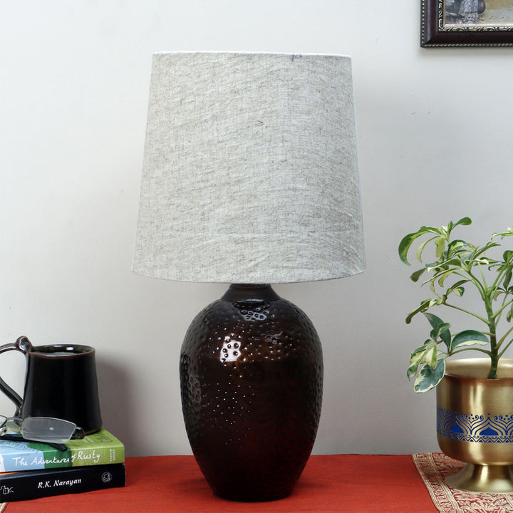 Nalanda Hand-Hammered Metal & Cotton Table Lamp