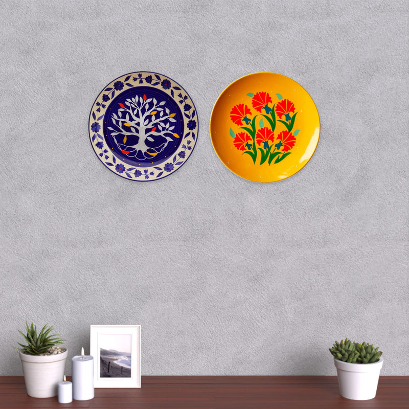 Handpainted Tree Of Life Ceramic Wall Plate Set Zwende