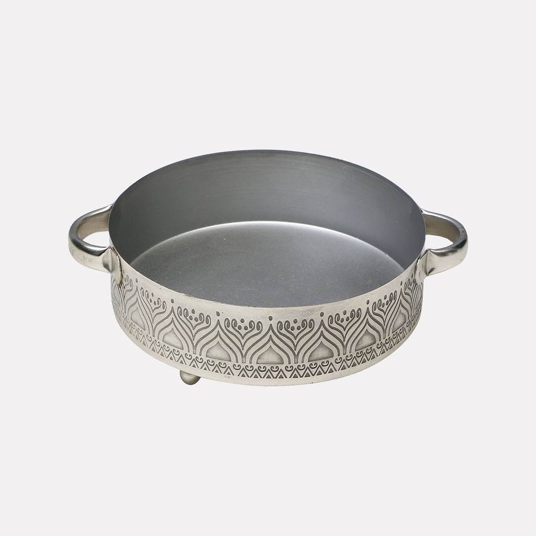 Utsav Silver Plated Candle & Tealight Metal Urli Tray