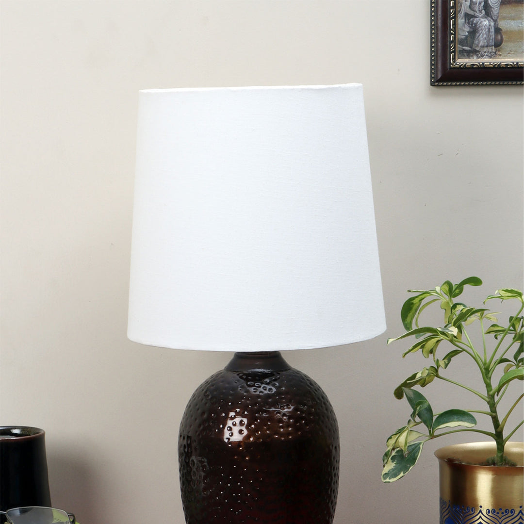 Nalanda Hand-Hammered Metal & Cotton Table Lamp