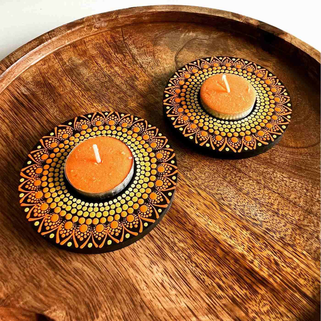 Dot Art Festive MDF Tealight Holder | Set of 2