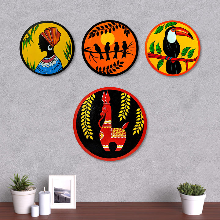 Handpainted Wooden Round Wall Hanging