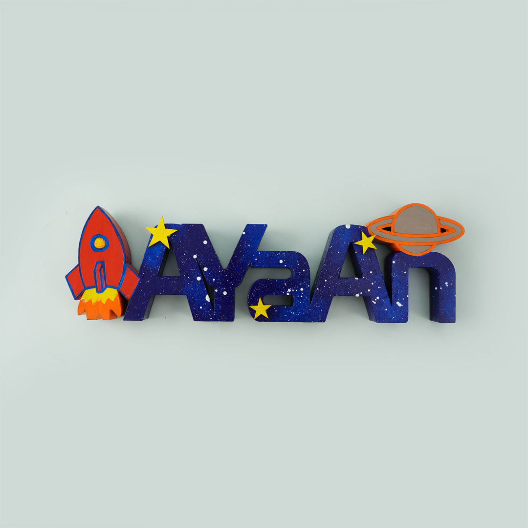 Space Themed Kids Tabletop Freestanding Name Plate