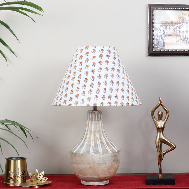 Ekatra Carving Mango Wood & Jute Table Lamp