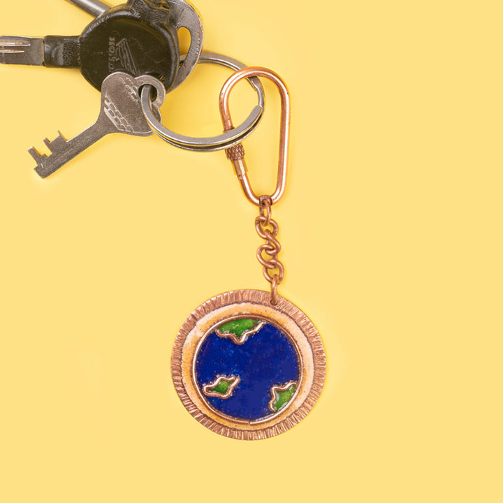 Handmade Copper Enamelled Earthy Keychain