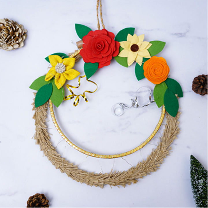 Handmade Floral Jute Wreath For Christmas Door Decoration