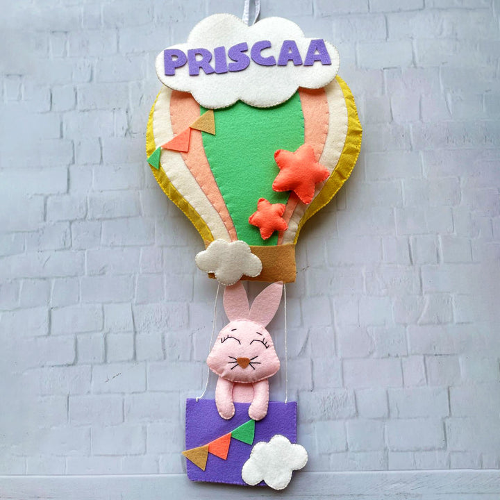 Personalized Felt Bunny & Parachute Theme Nameplate