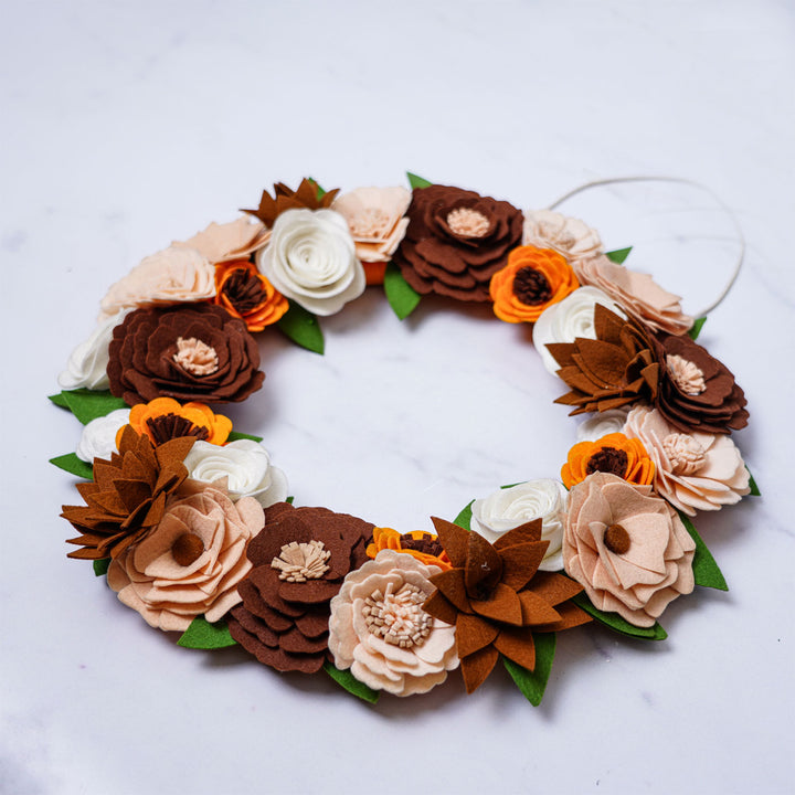 Handmade Floral Felt Wreath For Christmas Door Decoration