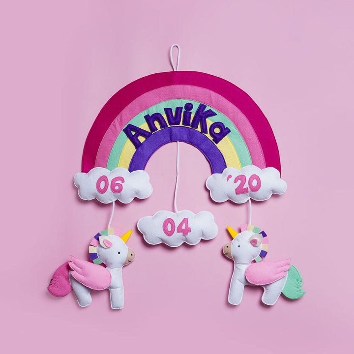 Handmade Personalized Felt Unicorn Themed Kids Name Plate