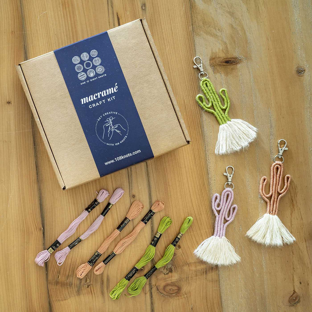 Beginner Cactus Macrame Keychain DIY Kit