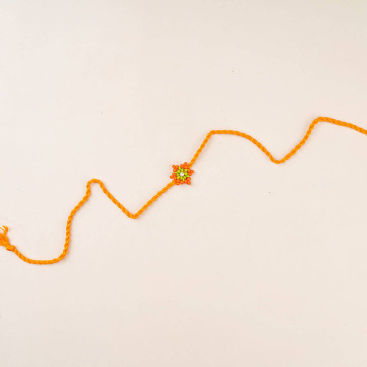 Handcrafted Glass Beads Tara Rakhi 6 - Full rakhi length display