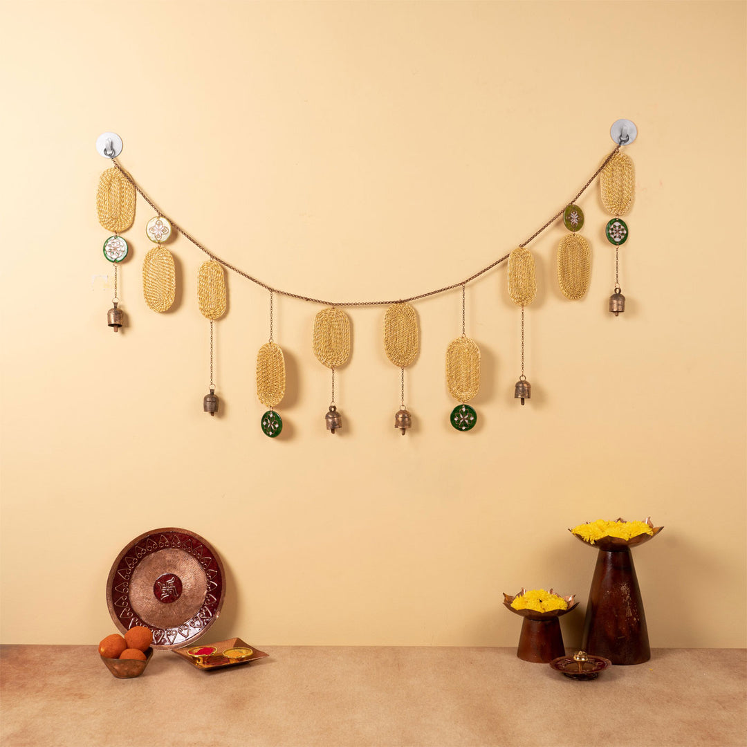 Eco-Friendly Golden Grass and Copper Toran I Door Bunting