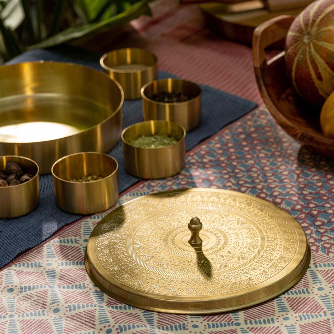 Ta'attur Handcrafted Brass Masaladan Spice Box