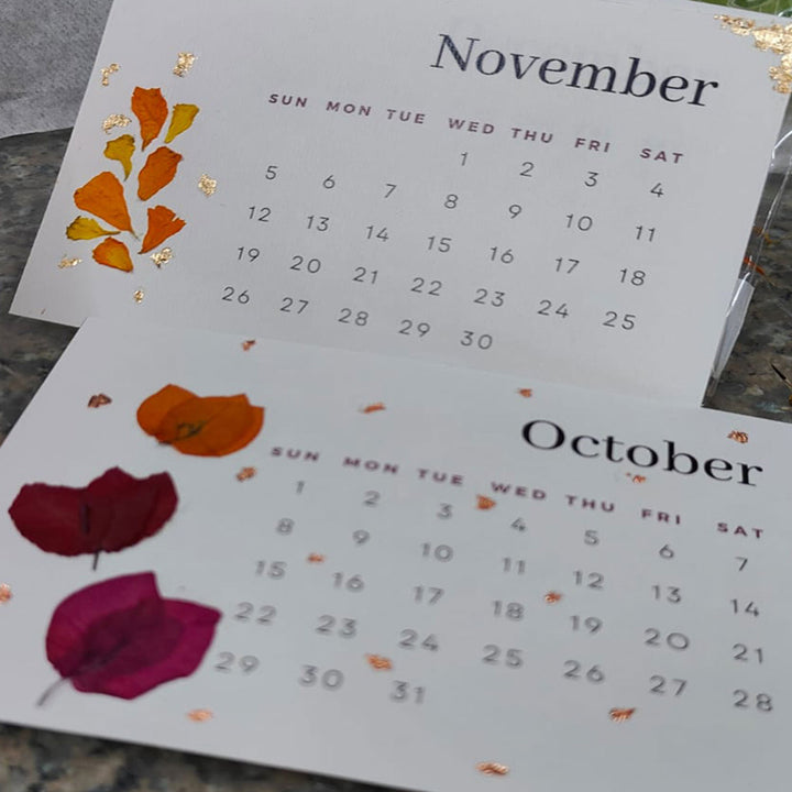 Handcrafted Pressed Flower Calander With Easel