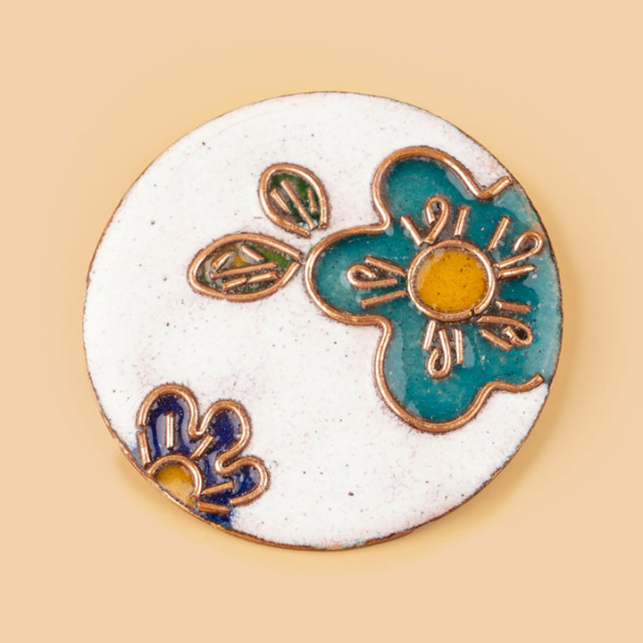 Handmade Copper Enamelled Phool Lapel Pin