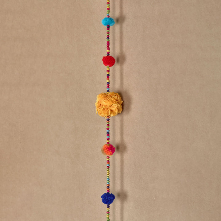 Upcycled Fabric Pom-pom & Beads Festive Hangings